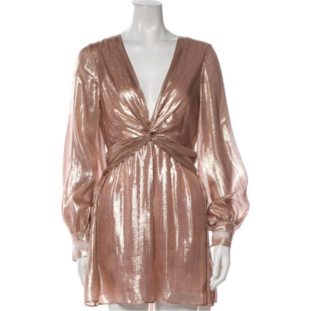 Ramy Brook Shimmering Rose Gold Long Sleeve Dress
